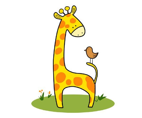 Giraffe and bird