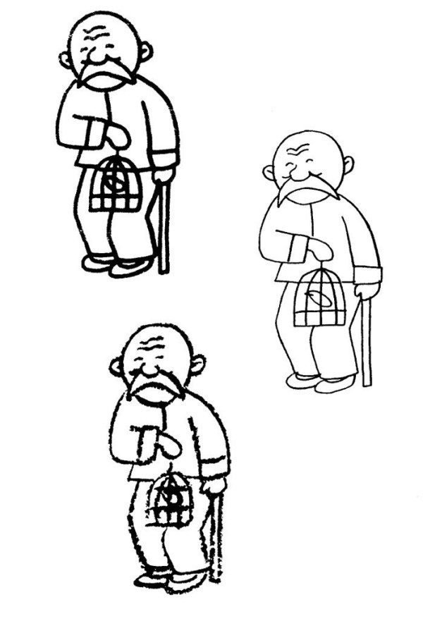 How to draw grandpa and grandma with simple strokes