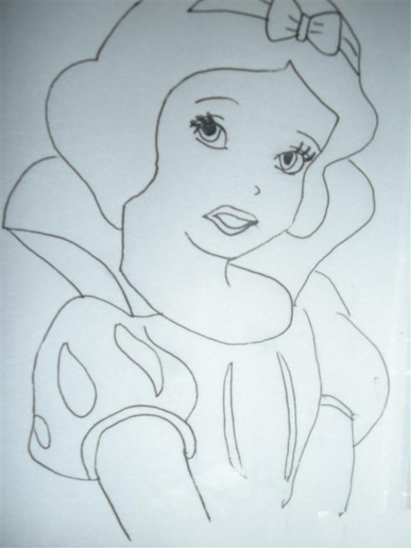 Steps to draw Snow White in simple strokes Simple drawing of Snow White single person