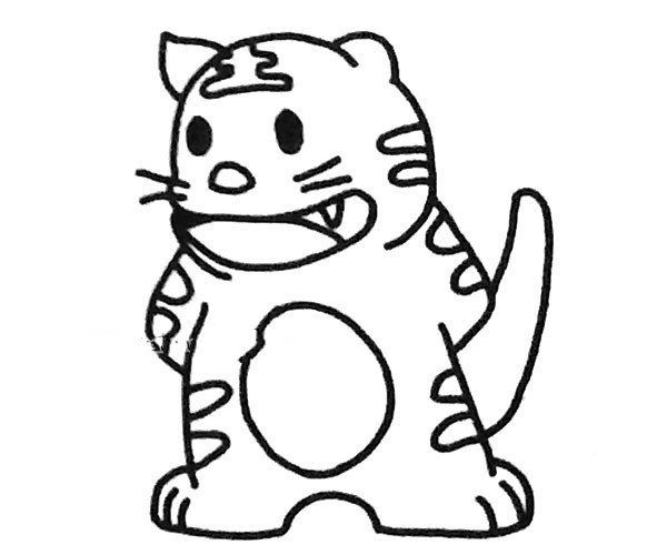 A set of cute tiger simple drawing pictures