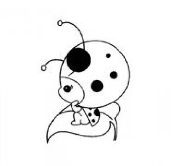 Simple drawing picture of small and cute seven-star ladybug