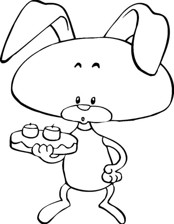 Collection of simple drawings of rabbits Simple drawings of rabbits holding cakes