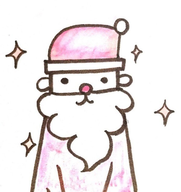 Simple drawing pictures of Santa Claus at night