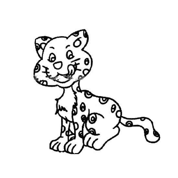 A set of simple drawing pictures of cartoon leopards