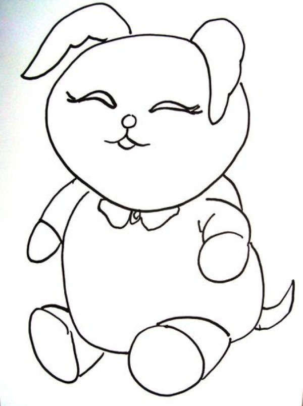 Simple drawing of fat rabbit