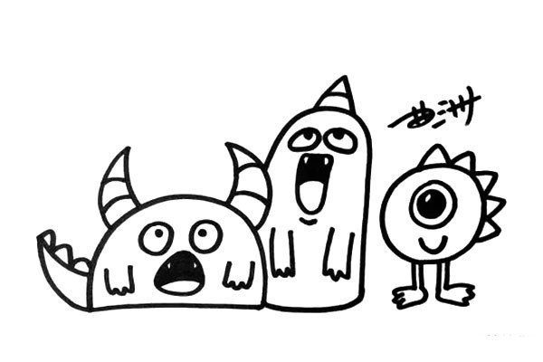 Three funny monsters