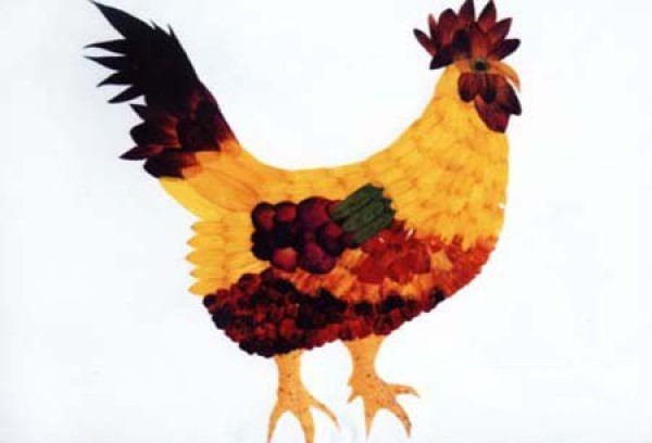 Leaf stickers: beautiful rooster