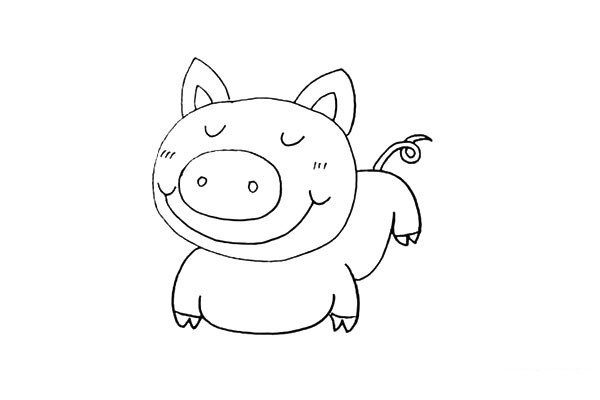 How to draw a happy pig