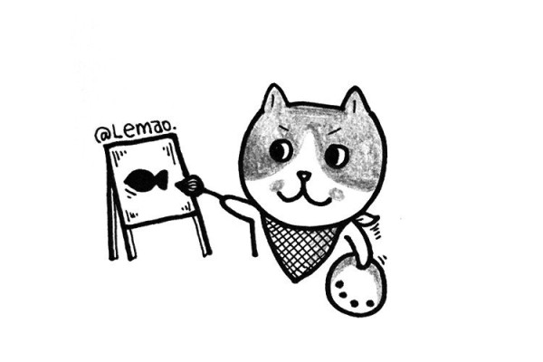 Soft cute cat simple drawing