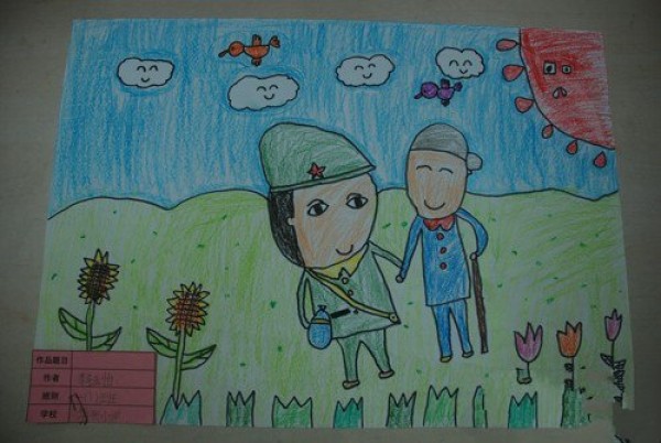 Childrens drawing pictures of Lei Feng - Learn from Lei Feng and do good deeds