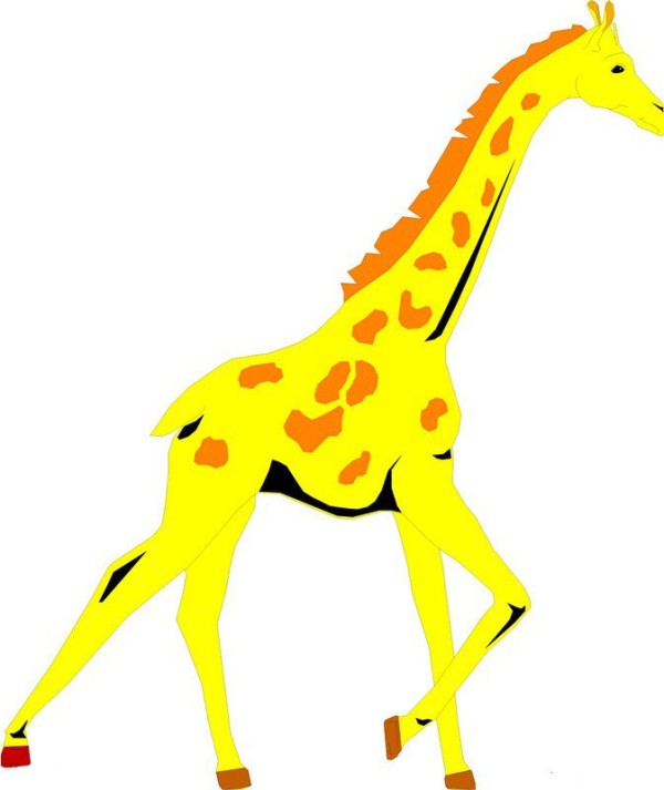 Simple drawing of giraffe walking