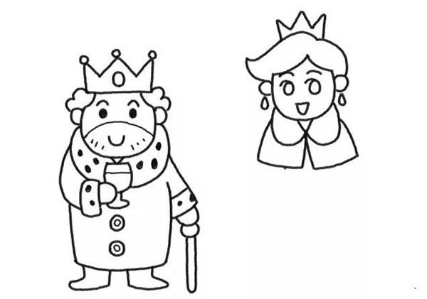 Step by step drawing of king and queen