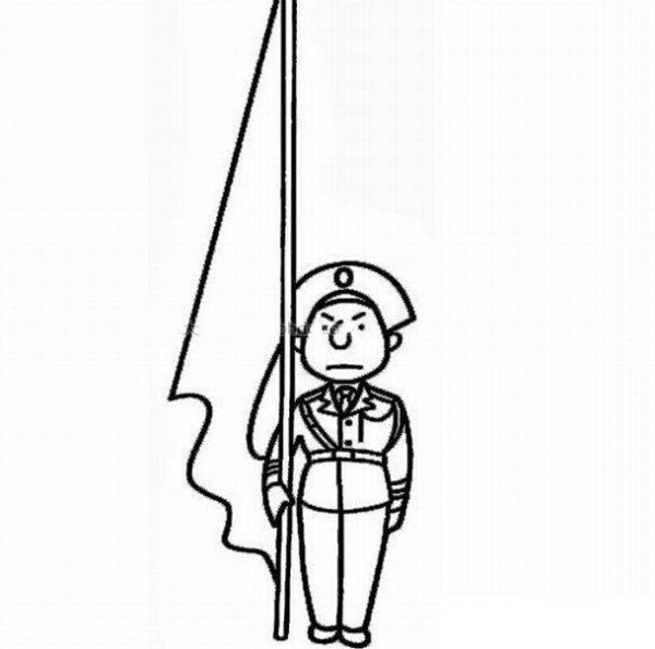 Soldiers raising flag simple drawing pictures