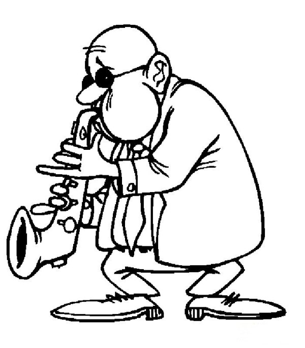 How to draw a saxophone player in simple strokes