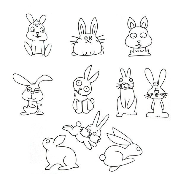 Rabbit simple drawing examples and steps