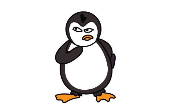 Simple drawing tutorial of a mischievous penguin