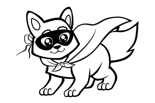 Simple drawing picture of little fox wearing mask