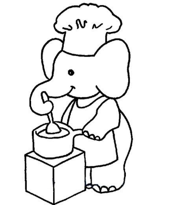 Cute cartoon elephant simple drawing