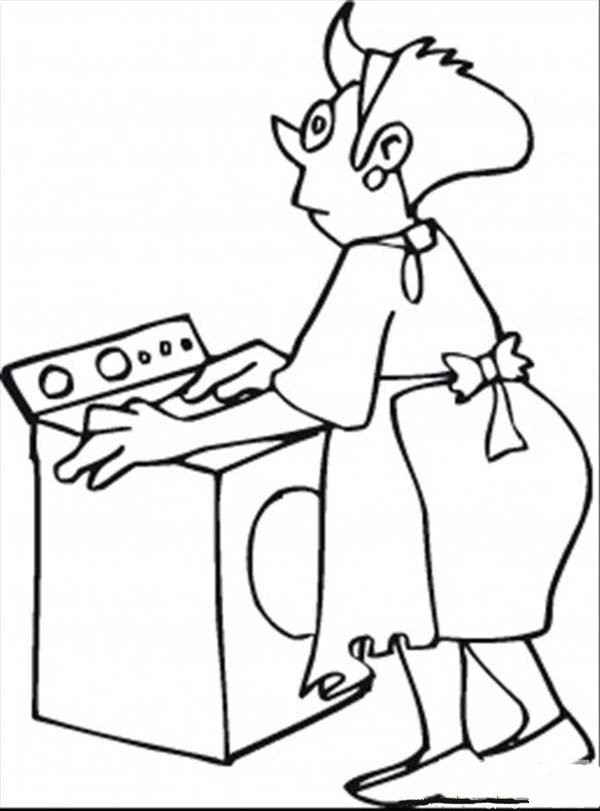 Complete collection of simple drawings of characters, simple drawings of mother washing clothes