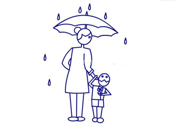 Mom holds an umbrella for me