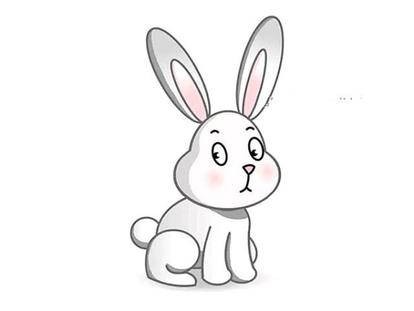 Draw a cartoon little white rabbit step by step