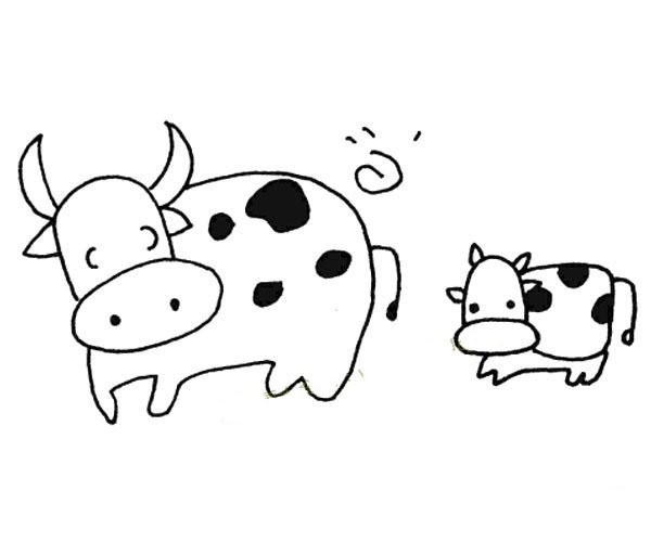 Mother cow and baby cow