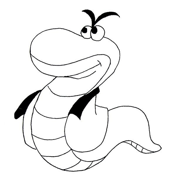 A selection of simple drawing pictures about snakes