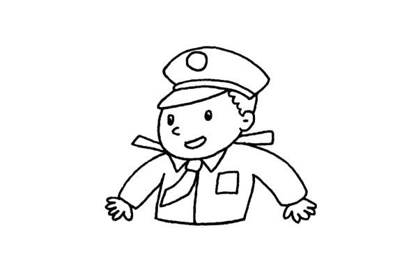 How to draw a police uncle with simple strokes