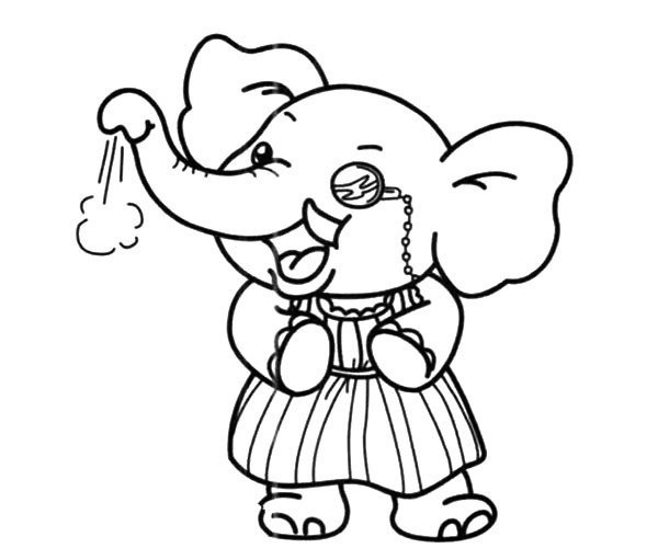 Grandma Elephant Simple Drawing Picture