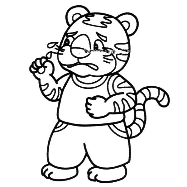 Crying tiger simple drawing picture