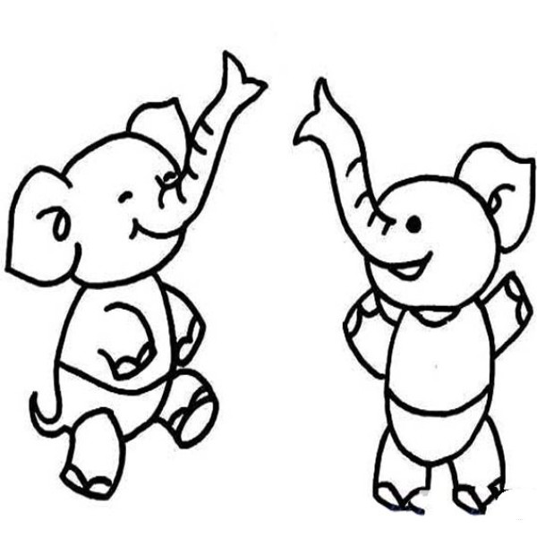 Simple drawing of two little elephants