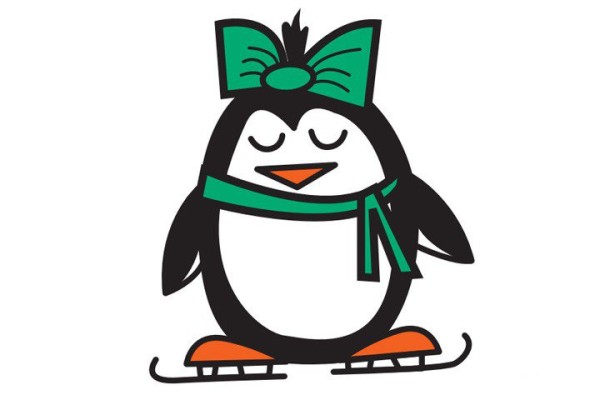 3 cute penguin simple drawings with color