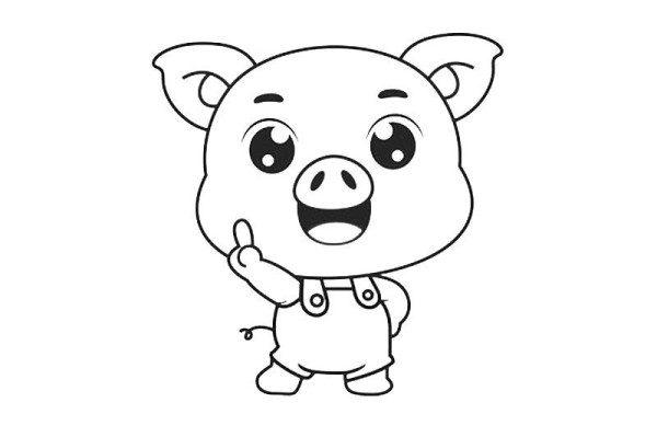 5 simple drawings of cartoon piglets in the Year of the Pig