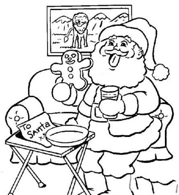 Santa Claus eating gingerbread