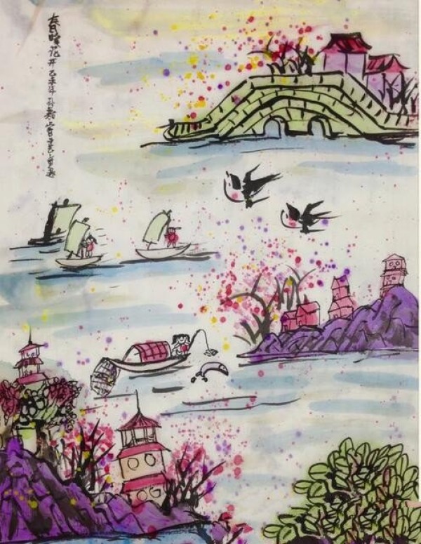 Fireworks March Spring Freehand Traditional Chinese Painting Picture Display