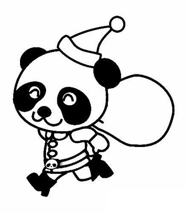 Four simple drawings of cartoon pandas