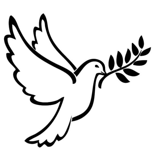 Beautiful simple drawing of peace dove and olive branch