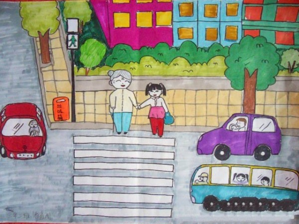 I helped the old lady cross the road, appreciation of childrens paintings during the Double Ninth Festival