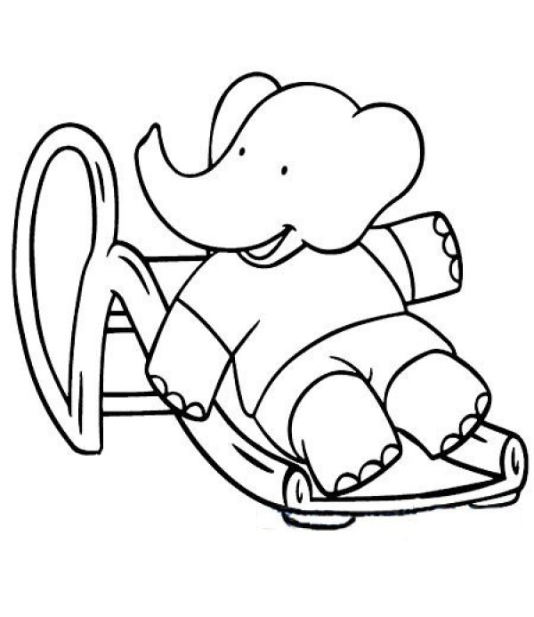 Cute cartoon elephant simple drawing