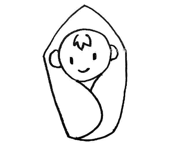 Simple drawing tutorial of swaddled baby