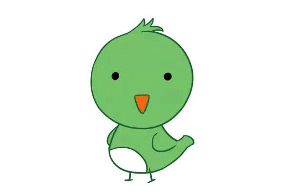 Green bird simple drawing picture