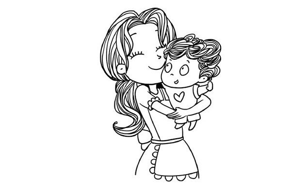 Learn to draw mother and baby for Mothers Day in eight steps