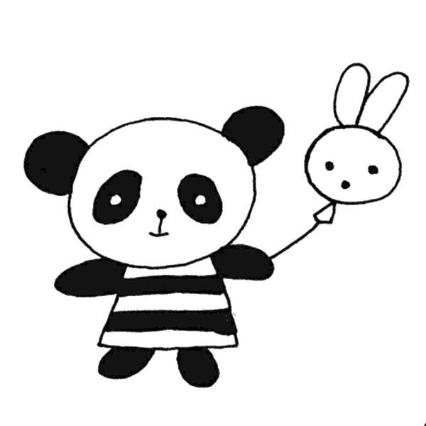 Simple strokes of panda sister pictures