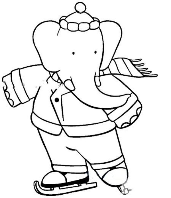 Simple drawing of skating elephant