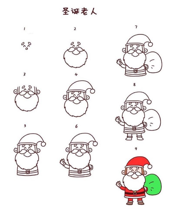 Christmas simple drawing material Santa Claus