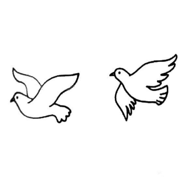 Simple drawing of pairs of peace doves