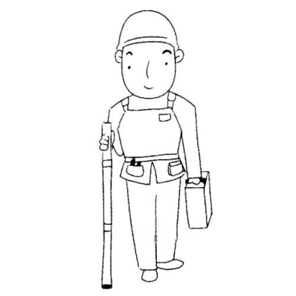 Simple drawing pictures of various images of engineers