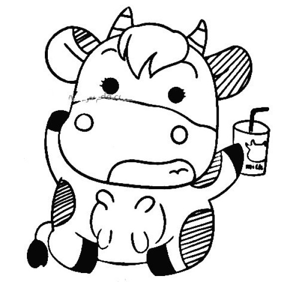 Cartoon Cow Simple Drawing Picture