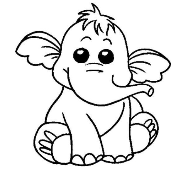 Cute baby cartoon elephant simple drawing