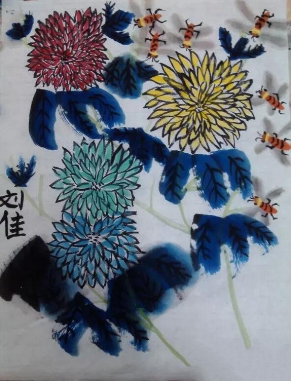 Appreciation of freehand chrysanthemum Chinese painting autumn works